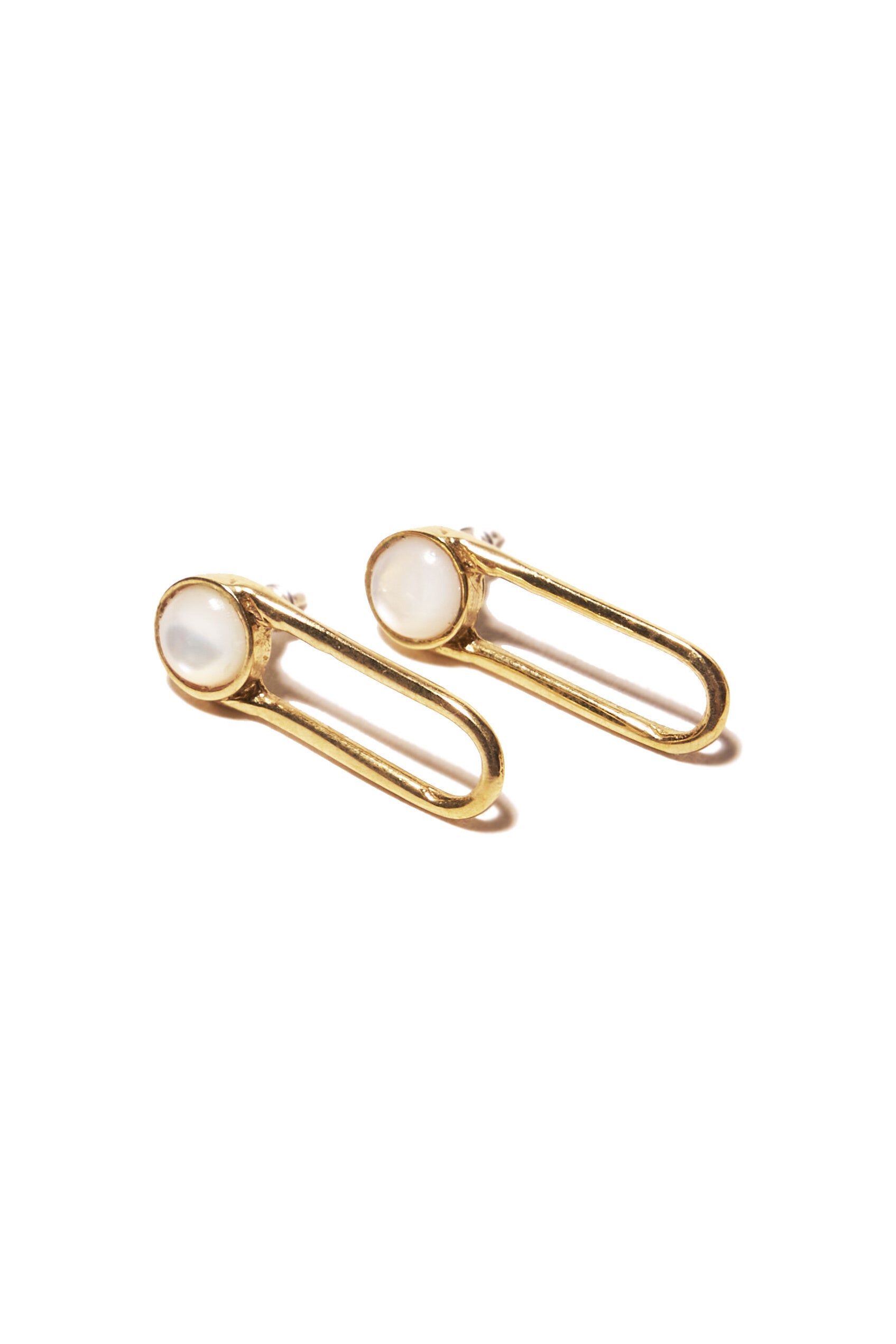 ODETTE_NY_Aura_Mother_of_Pearl_Stud_Earrings_with_Brass_Mini_Drop_Handmade_in_USA
