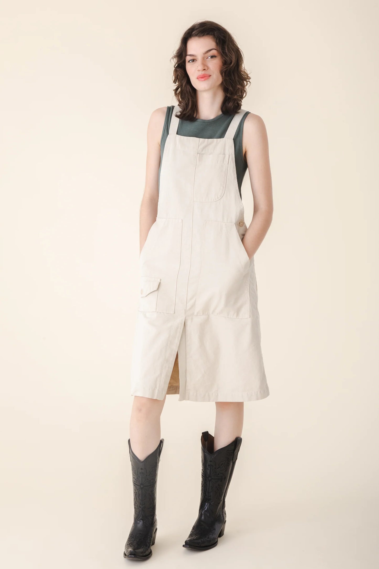 Canvas Overall Dress | Oyster Organic