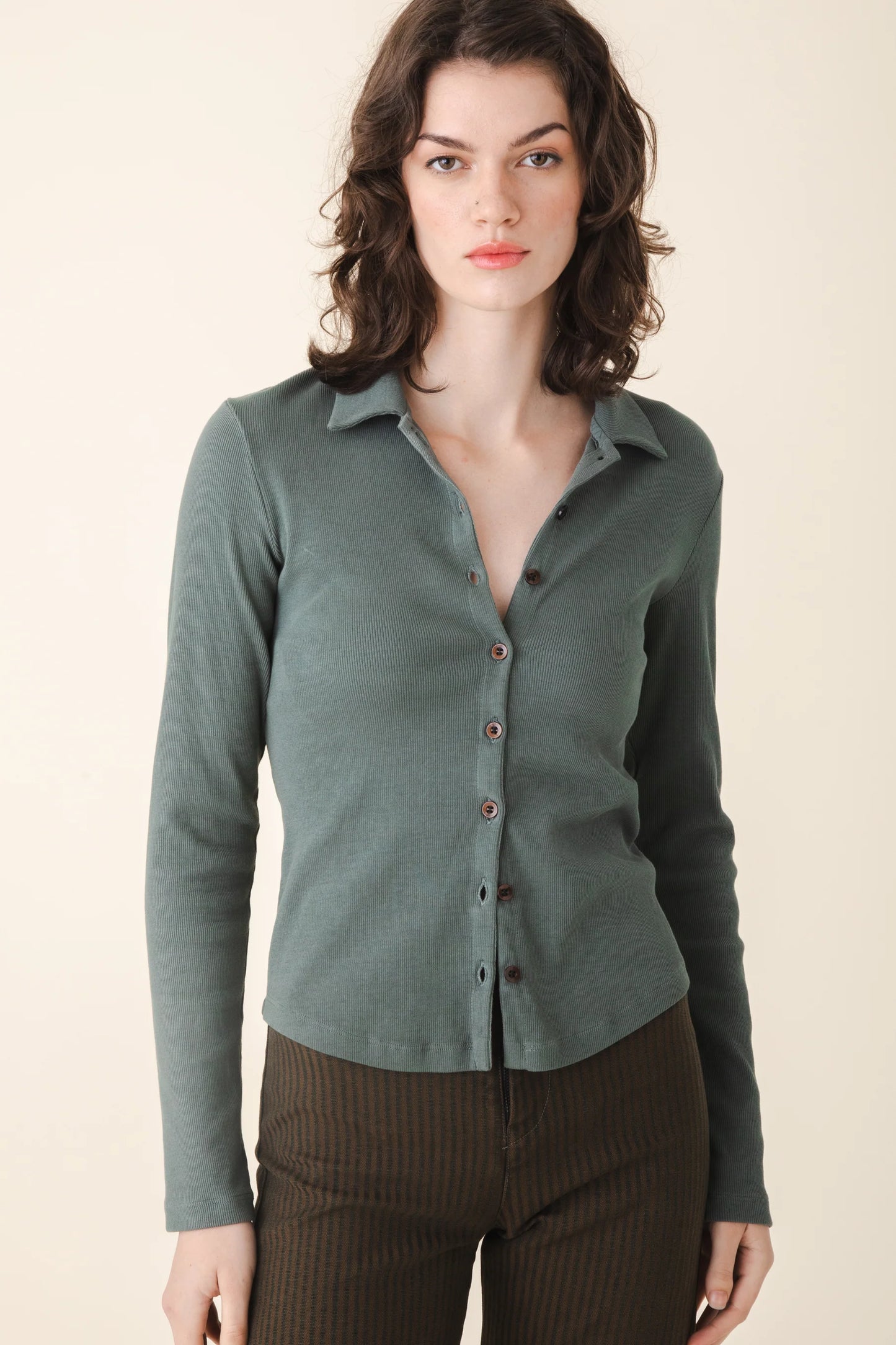 Cavalos Collared Shirt | Cool Green Organic