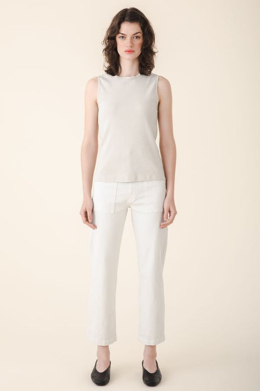 Sleeveless Ribbed Crew | Oyster Organic
