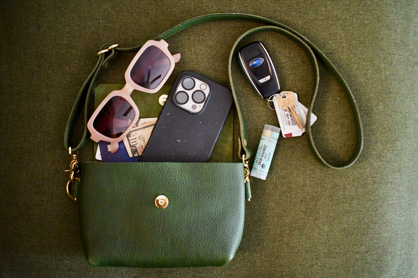The Sling Bag | Pebbled Emerald