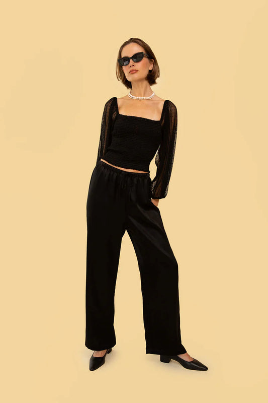Cameron Shirred Top | Sheer Polka