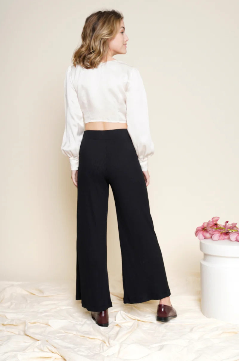WHIMSY AND ROW Holiday Tops _ Lauren Tie Front Crop Top _ Vegan Silk _ Shiny Off White _ Made in USA