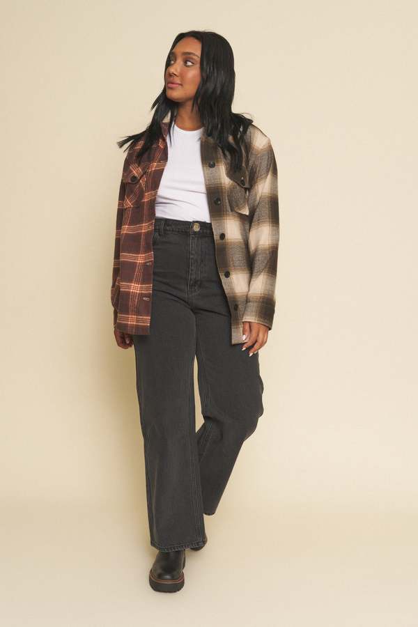 WHIMSY AND ROW _ Mason Two Tone Plaid Flannel Shirt Jacket _ 90s Grunge Style _ Ethically Made _ Organic Cotton Shacket