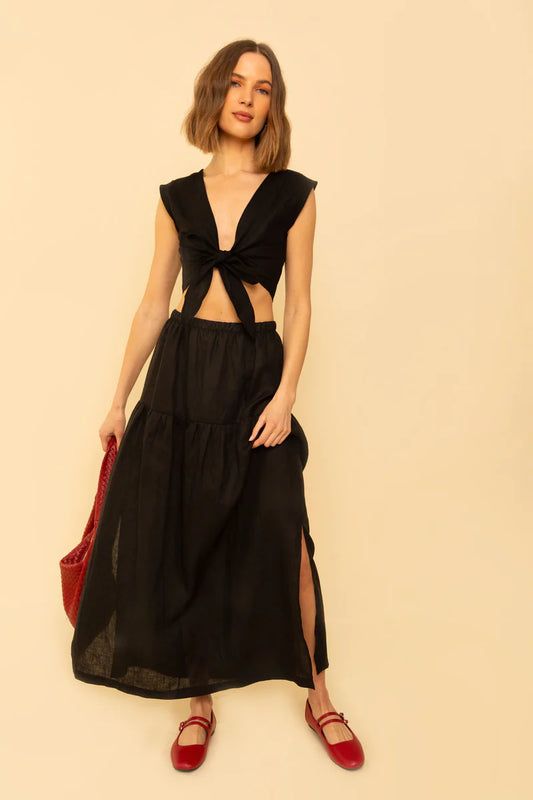 Millie Convertible Skirt | Black Linen