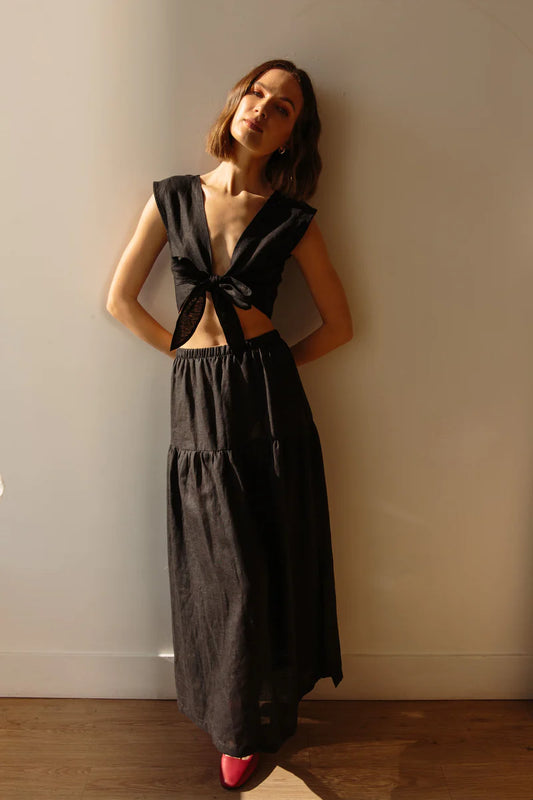 Millie Convertible Skirt | Black Linen