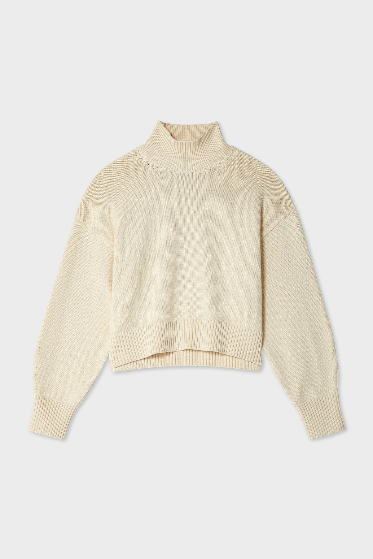 Cropped Standneck Sweater | Ecru Organic