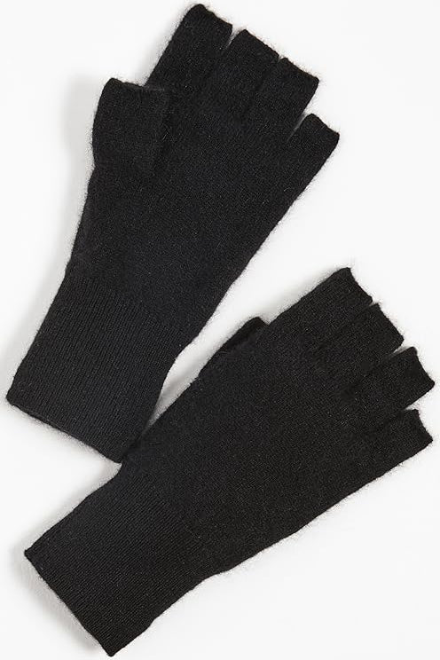 WHITE AND WARREN _ Cashmere Fingerless Gloves in Classic Black