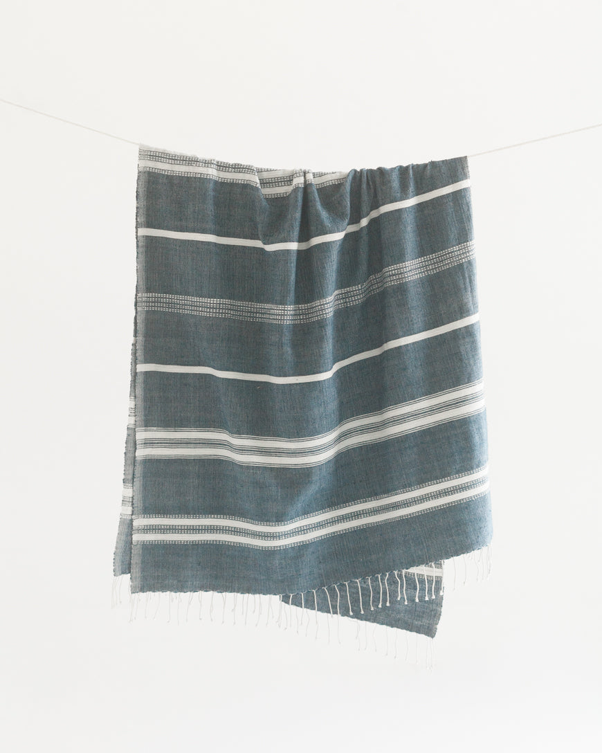 Aden Striped Throw Blanket | Handspun Cotton