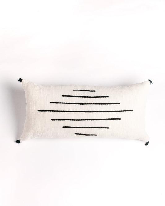 Hela Lumbar Throw Pillow Cover | Embroidered Cotton