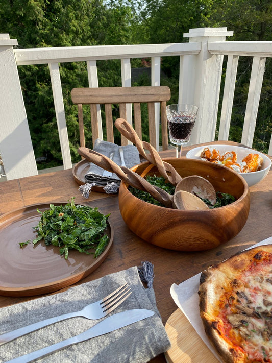 Spiral Salad Servers | Olive Wood