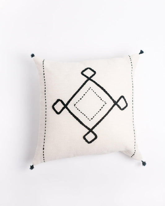 18" Ariana Throw Pillow Cover | Embroidered Cotton