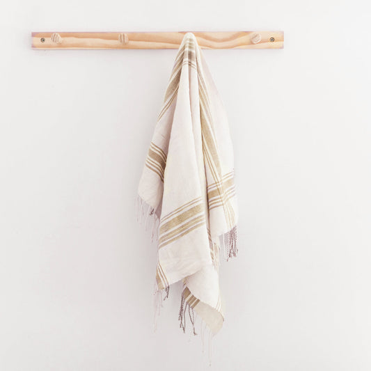 Cabin Hatch Cotton Hand Towel | Natural Plaid