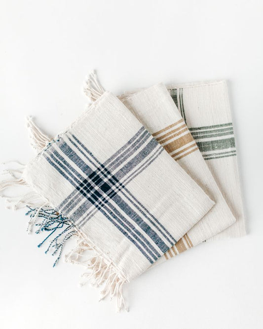 Cabin Hatch Cotton Hand Towel | Natural Plaid