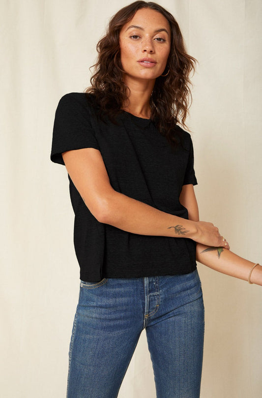 AMO Denim Women's Made in USA Black Cotton T-Shirt Twist Tee