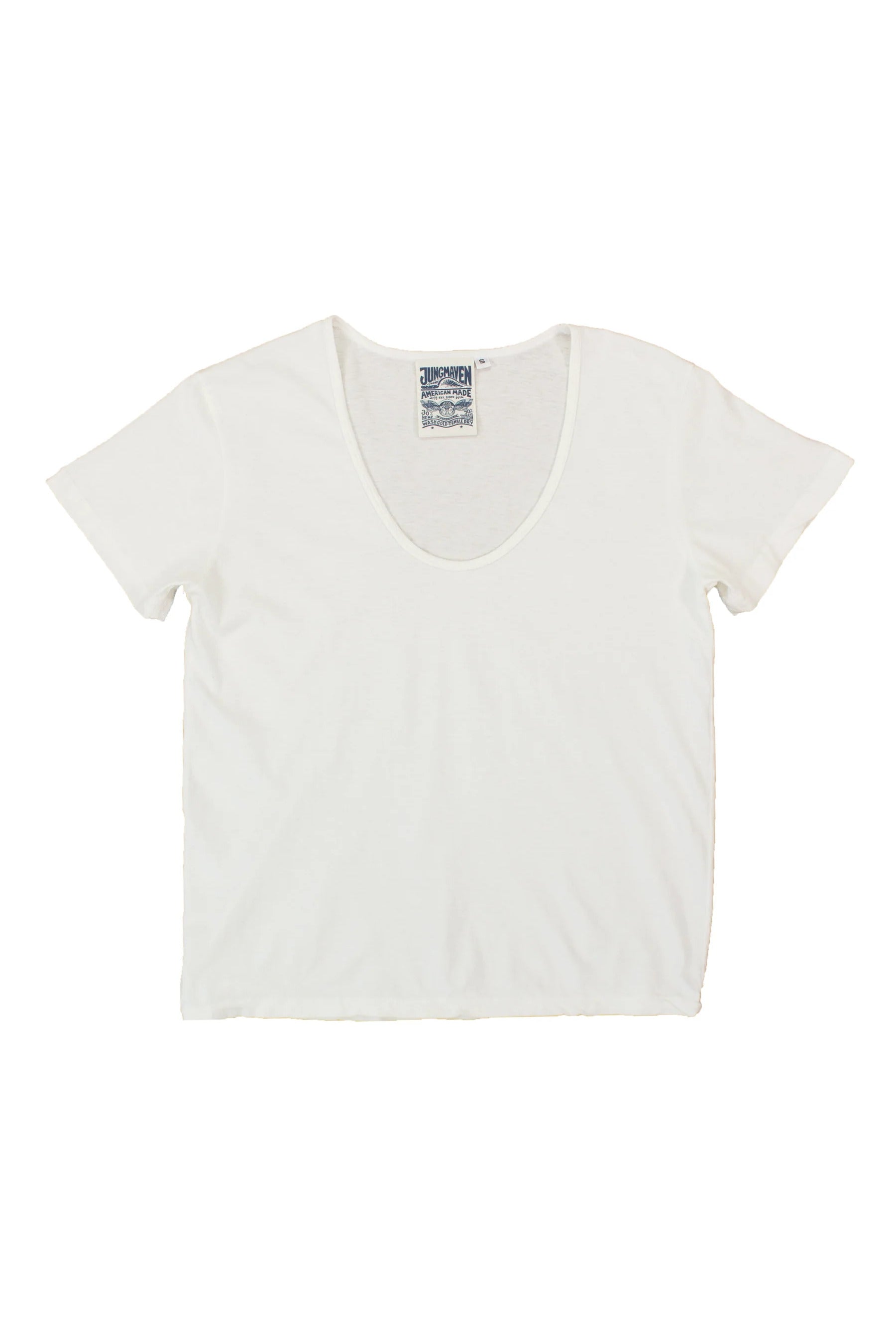 JUNGMAVEN - Sustainable Hemp Clothing - Made in USA - Women's Zuma Scoop Neck Tee - Organic Cotton Hemp Jersey - Washed White - Basic T-Shirts