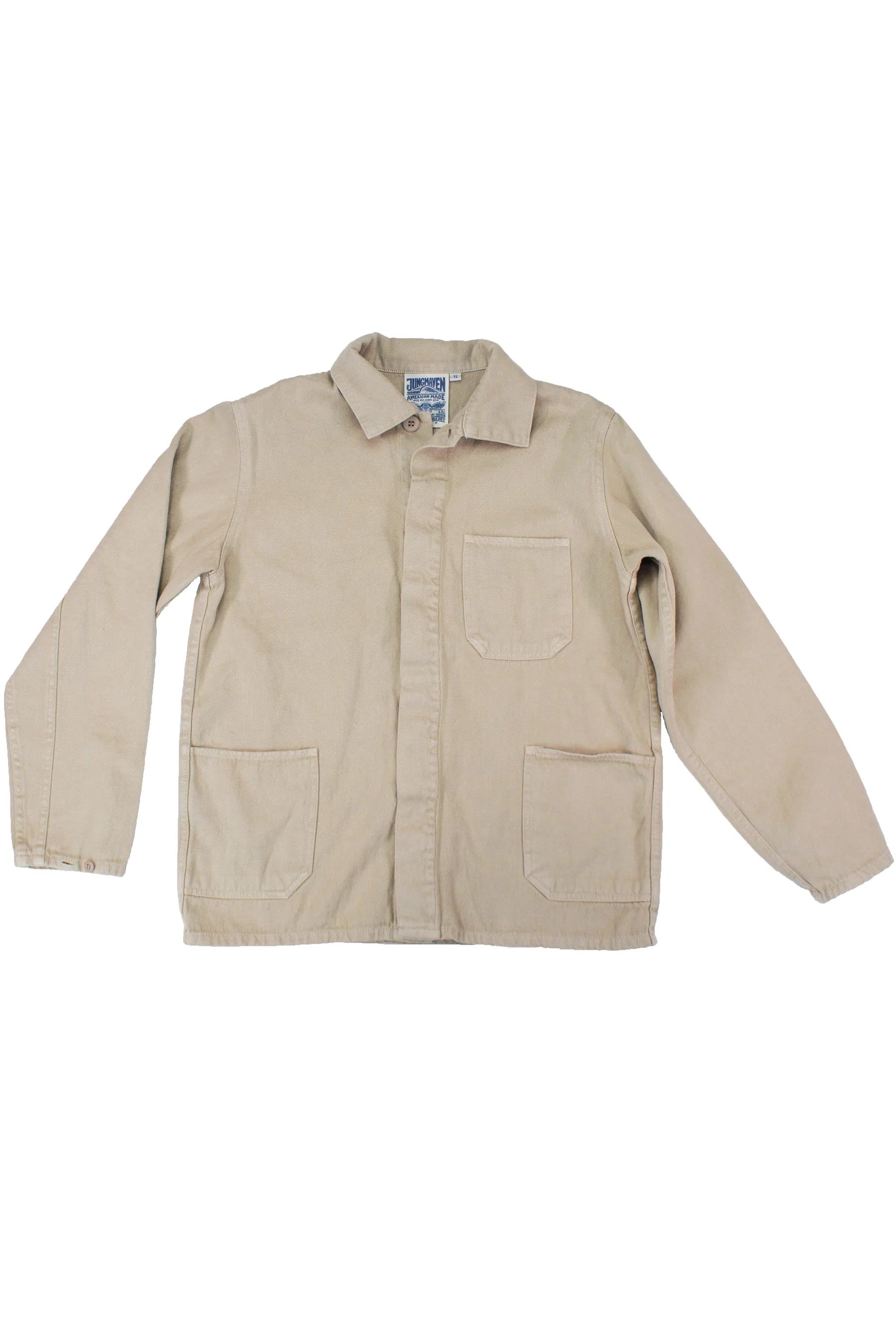 JUNGMAVEN SUSTAINABLE CLOTHING MADE IN USA Hemp and Organic Cotton Unisex Chore Coat Garment Dyed Off White Canvas