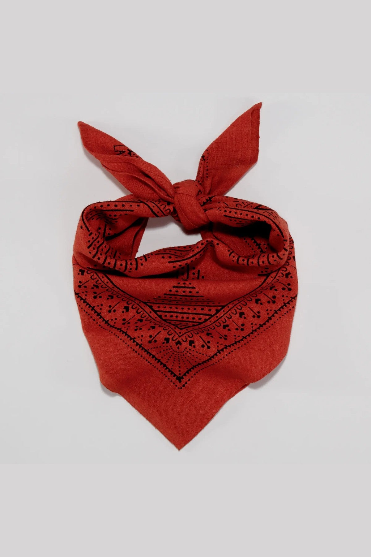 LAST CHANCE TEXTILES Naturally Dyed Raw Silk Bandana in Madder Red with Classic Black Check Print