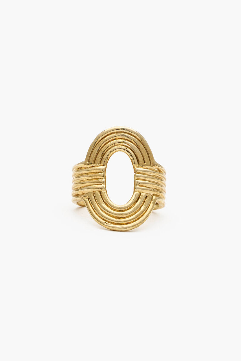 ODETTE NY Sustainable Handmade Jewelry - Upcycled Brass Aalto Statement Ring - Open Fit - Made in USA