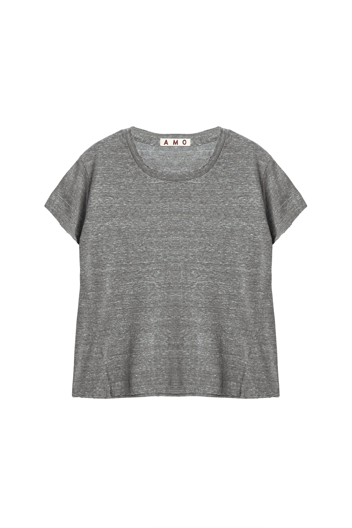 AMO Denim Women's Made in USA Heather Grey Cotton T-Shirt Twist Tee