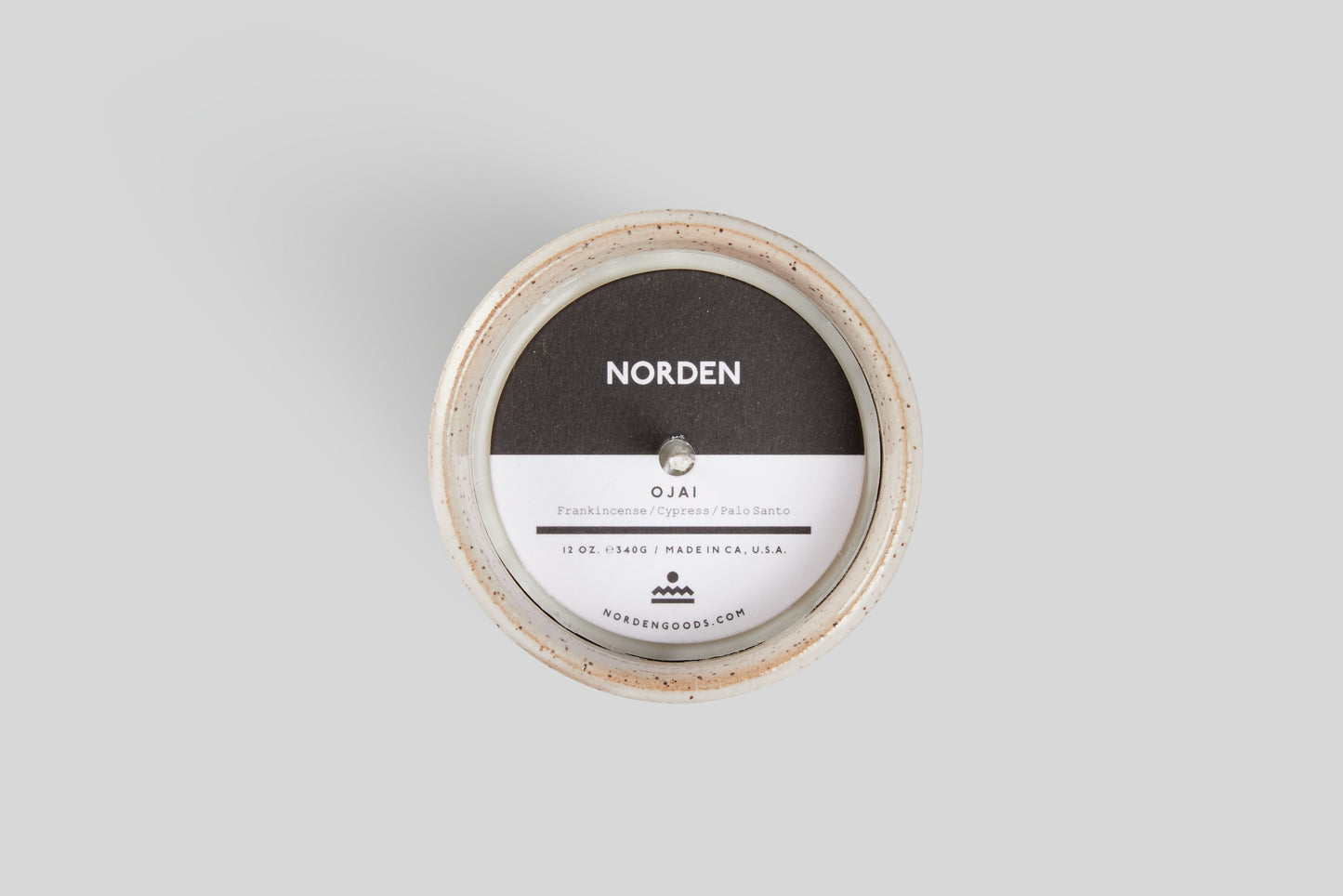 NORDEN GOODS Made in California Handthrown Ceramic Coconut and Apricot Wax Sustainable Organic Candle Patchouli and Palo Santo Ojai Fragrance