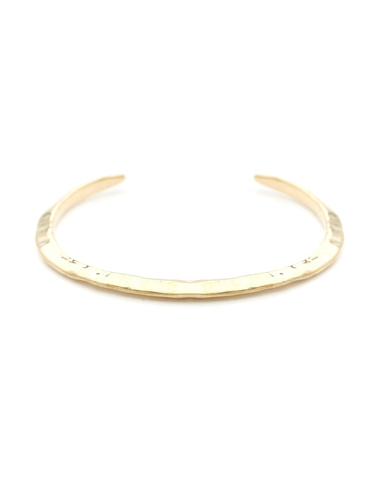 ODETTE NY Women's Sustainable Made in USA Jewelry Hammered Recycled Brass Bangle Cuff with Open Fit Design