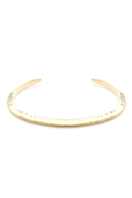 ODETTE NY Women's Sustainable Made in USA Jewelry Hammered Recycled Brass Bangle Cuff with Open Fit Design